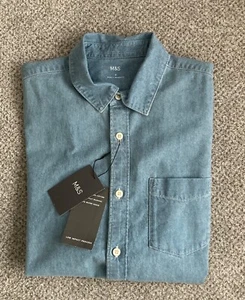 NEU M&S Herren hellblaues kurzärmliges weiches Jeanshemd aus reiner Baumwolle Größe S - Bild 1 von 3