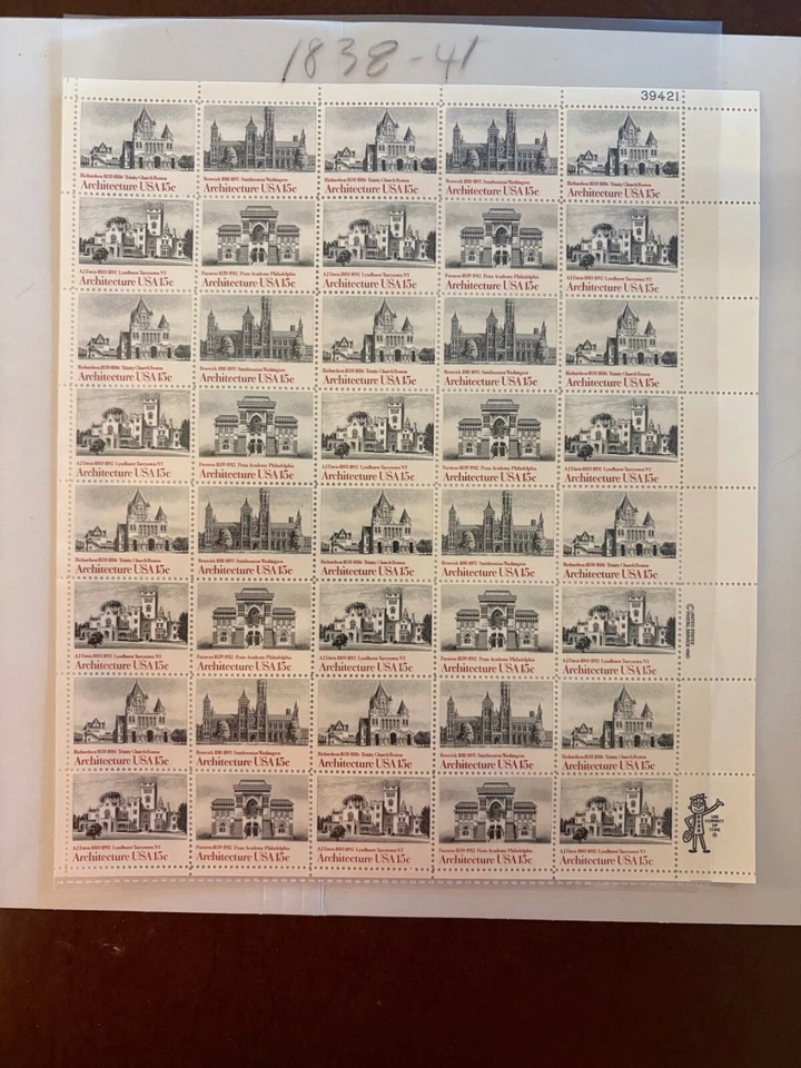 U. S. sheet 1838 -41 - Architecture  - comb. shipping! - Image 1 of 1