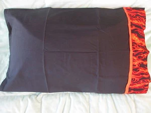 Black with Orange Flames Cotton Handmade Standard Queen Pillowcase - Picture 1 of 2