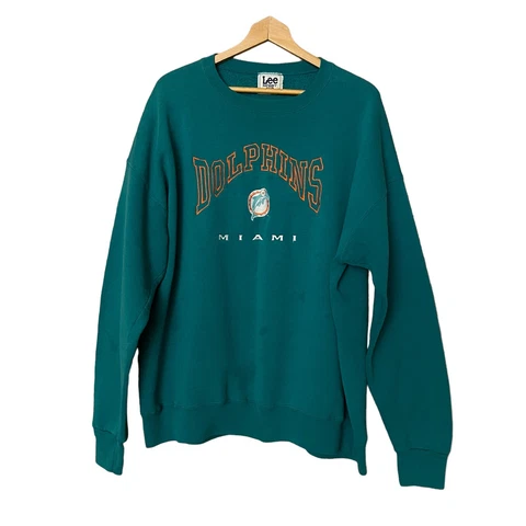 Vintage LEE SPORTS Miami Dolphin Sweatshirt XXL Pullover Crewneck NFL Football Cover