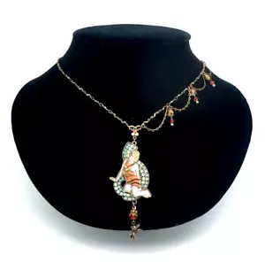 Schöne Michal Negrin Halskette Anhänger Halskette mit einem Mädchen bunte Kristalle. - Bild 1 von 9