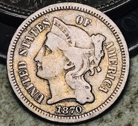 1870 Three Cent Nickel Piece 3C Ungraded Choice US Type Coin CC18629 Cover