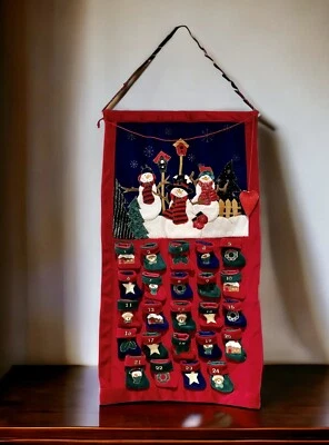 Advent Calendar Velvet Christmas Countdown Hanging Snowman With Mini Stockings - Image 1 of 4