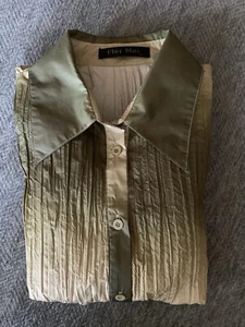Mei Mei Ladies Poly Permanently Pleated Shirt Sz 12 Sexy Ruffle Cuff As New RTW - Picture 1 of 8