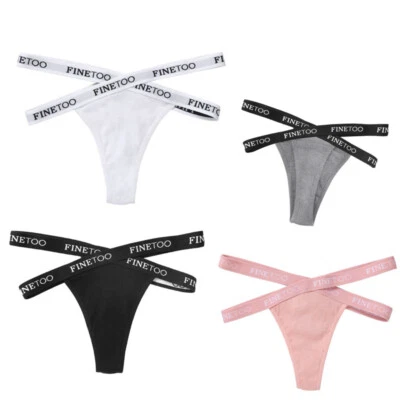 4 Pcs Lot Womens Sexy Panties High Cut Thongs G string Underwear Lingeries Brief - Image 1 of 4