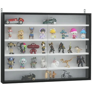 5-Tier Wall Shelf Display Cabinet Case with 2 Glass Doors and Adjustable Shelves - Picture 1 of 14