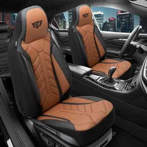 Leder Sitzbezüge passend für Lancia Delta 844 (Schwarz-Braun) | 2x Vorne APOL511 - Bild 1 von 11