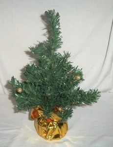 12" Miniature Artificial Christmas Tree Wire Gold Glitter Ball Ornament Base - Picture 1 of 3