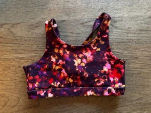 XERSION Sunset Floral Large 14 High Neck Twisted Back Unlined Sport Bra NWOT! - Picture 1 of 2