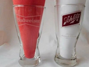Vintage Budweiser & Schlitz Beer Pilsner Glasses - Picture 1 of 5