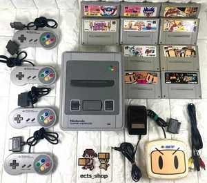 Nintendo Super Famicom console Super Bomberman games Lot of 10 MULTI TAP SET JP - Picture 1 of 9