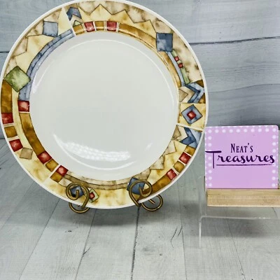 Sakura Majesticware BELLA Red Blue Green Diamonds Stoneware Chop Plate Platter - Image 1 of 4