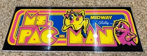 MS PACMAN Original Carpa Vidrio Plexiglás 1981 Midway Bally 23” X 9”x 1/4” - Imagen 1 de 7