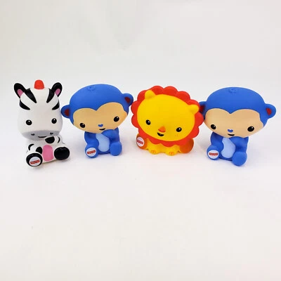 Fisher Price Zoo Animal Goma Baño Juguetes Figuras Set de 4 adornos para pasteles Foto 1 de 4
