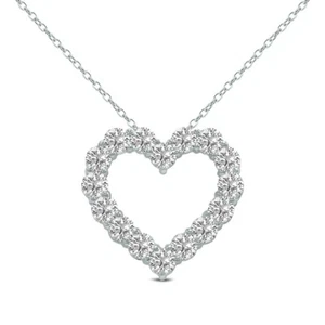 1/2 Carat TW Lab Grown Diamond Heart Shape Pendant in 14K White Gold - Picture 1 of 4