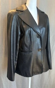 Chaqueta Blazer Vaquero Vintage Doncaster Talla 4 Cuero Suave Negro Forro Defectos - Imagen 1 de 18