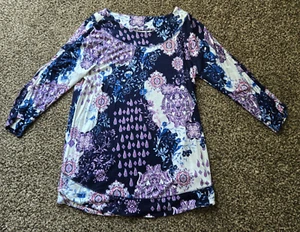 Chico's Zenergy Paisley Tunika Oberteil mit gerafften Ärmeln Damen Gr. L/12 NEU - Bild 1 von 11
