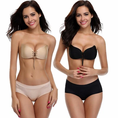 Silikon Klebe BH Bra Push-up trägerlos rückenfrei Selbstklebend A B C D WINGS - Bild 1 von 3