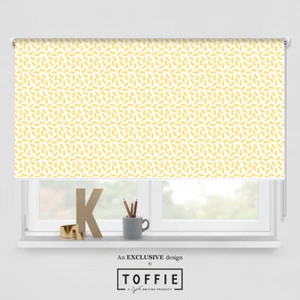 195- Scattered Leaves Yellow Roller Blind - various sizes, blackout - Picture 1 of 4