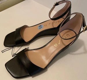 Womens Unisa Black Ankle Strap Wedges 8.5M - Picture 1 of 6