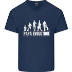 Papa Evolution Fathers Day Mens V-Neck Cotton T-Shirt