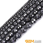 Natural Faceted Black Hematite Gemstones Magnetic Beads For Jewelry Making 15"