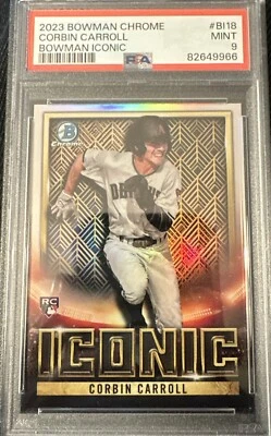 2023 Bowman Chrome CORBIN CARROLL - ICONIC "ROOKIE" RC - PSA 9 Mint B118 - Image 1 of 2