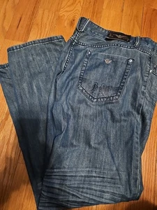 Emporio Armani Jeans Mens 40x31 Blue Taper Medium Wash Denim Faded - Picture 1 of 3