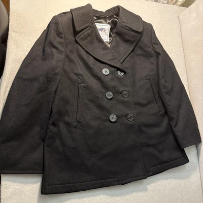 Womens DSCP Quarterdeck Coll US Navy Black Wool 6 Anchor Button Pea Coat 14R - Image 1 of 4