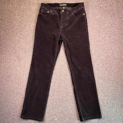 Женские вельветовые брюки Lauren Ralph Lauren 10 цвет черный гранж уютный прямой покрой 32,5x30 - Изображение 1 из 4