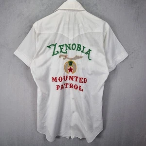 Vintage H Bar C Shirt XL White Zenobia Mounted Rangers Short Sleeved 1960s - Picture 1 of 9