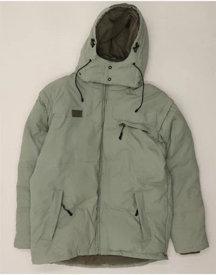 FILA Mens Hooded Padded Jacket UK 40 Large Green Colourblock Polyester DD01 - Image 1 of 4