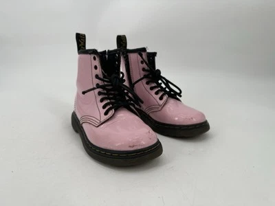 Dr Marten's 1460 T Combat Boots Pink Patent Leather Side Zip Kids Size 10 - Image 1 of 4