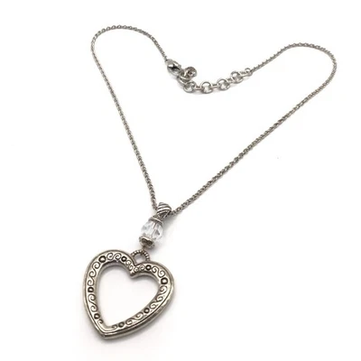 Brighton Heart Pendant Necklace Swarovski Crystal Silver Plate 16.5-18" Chain - Image 1 of 4