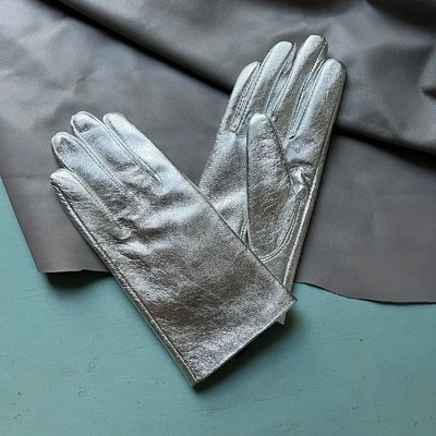 Guante de charol mujer PU estilo corto cálido forro de terciopelo guantes de conducción Foto 1 de 4