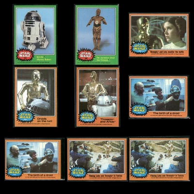Star Wars 1977 Topps Lot (9) VG Luke CP30 R2D2 Vintage SW-B1-R1-D-DW77-L229 - Image 1 of 4
