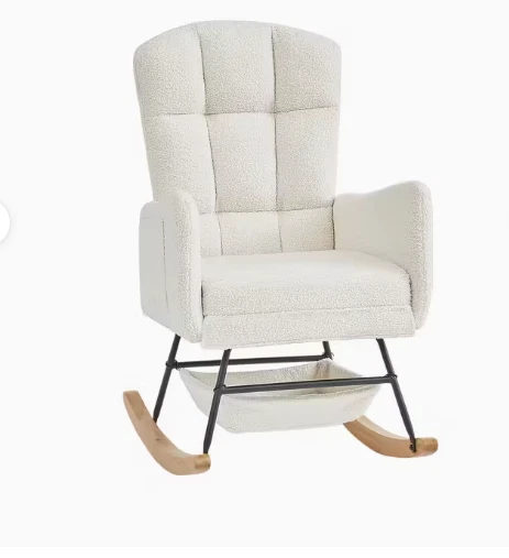 Rocking Chair for Nursery, Upholstered Glider with High Backrest, Nursery Rocker - Image 1 of 4