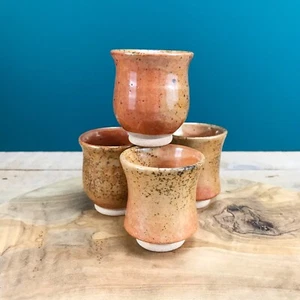 WHITEFISH POTTERY Shot Glass Set Of 4 Montana Artisan Studio Boho Speckled Glaze - Picture 1 of 8
