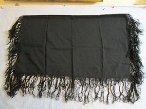 NUEVO SIN ETIQUETAS Bufanda Negra Mantón Envoltura Crochet 8" Hilo Flecos 38 x 38 - Imagen 1 de 5