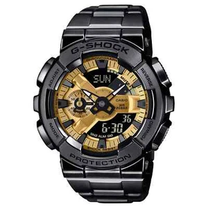 New Casio G-Shock 110 Series Gold Dial Black Stainless Steel Watch GM110BD-1A9 - Picture 1 of 1