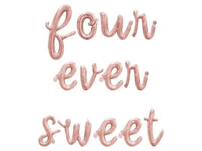 FOUR EVER SWEET Cursive Letter Balloon Banner - 4th Birthday Party Decorations - Image 1 of 4