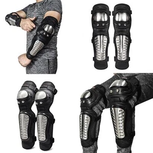 Stainless Steel Knee Elbow Guard Set for Motorcycle Biking Skiing Skateboarding - Picture 1 of 12