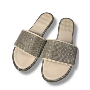 Rhinestone Slide Sandals Sparkly Slip On Sandals Women's Shoes Sz 8 - Picture 1 of 10