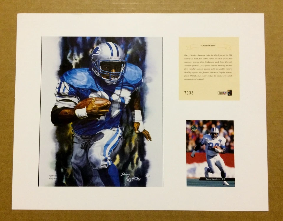 Fútbol americano NFL Barry Sanders 1995 Detroit Lions 11x14 impresión Kelly Russell Foto 1 de 1