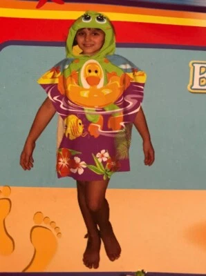 Unisex Toddler Frog & Duck Hooded Beach Towel Poncho 24x48” 100% Cotton - Image 1 of 3