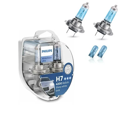 Kit Lampade Philips Whitevision Ultra 4200k 12v H7 55W + Coppia Lampade T10 - Immagine 1 di 4