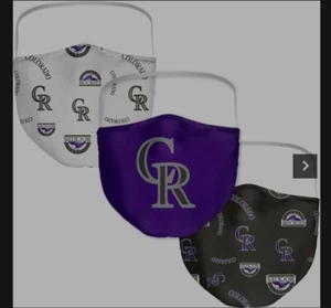 Adult Colorado Rockies Fanatics Branded All Over Logo Face Covering 3-Pack - Imagen 1 de 4