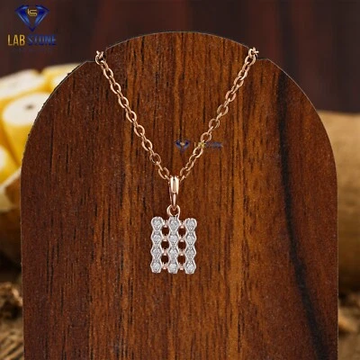 0.08 TDW Round Lab Grown Diamond Sparkly Pendant 18k Rose Gold - Image 1 of 4