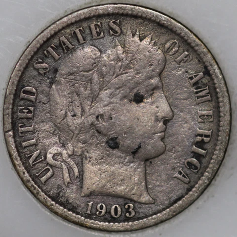 * 1903-O Barber Dime 90% Silver, 100+ years Old As Shown Cover
