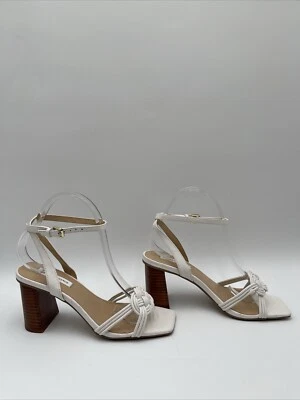 Sandalias Saks Fifth Avenue Helen con correa al tobillo y tacón bloque blancas talla 7,5 M Foto 1 de 4